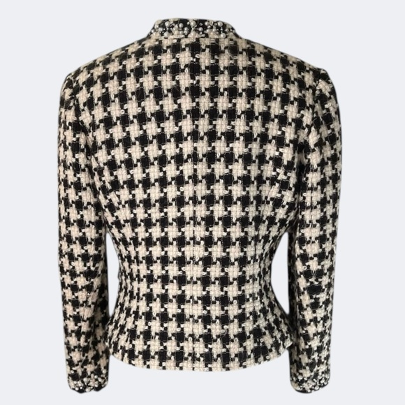 ECI Houndstooth Wool Blazer Pearl Embellished - Picture 3 of 13